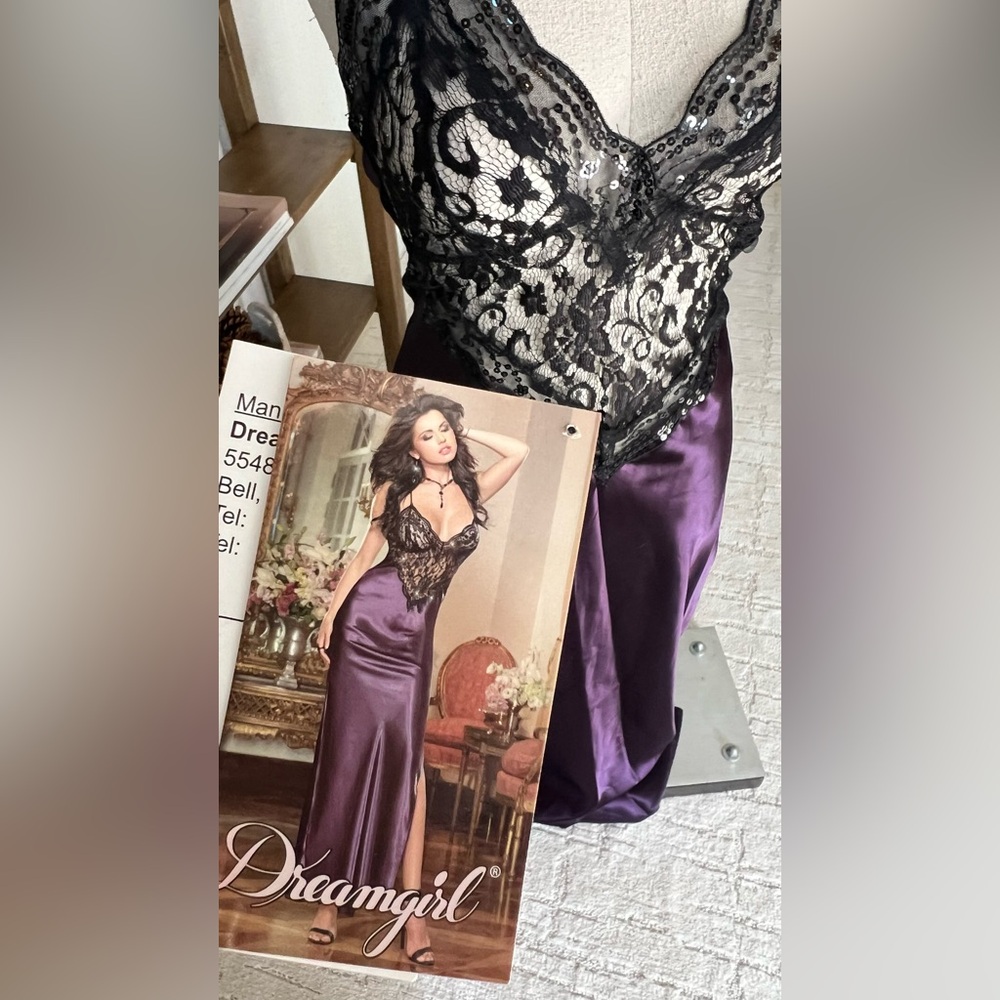 Dreamgirl Black and Purple Lace Chemise
